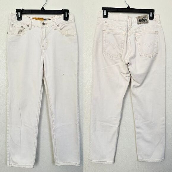 Levi's Lowcut Silver Tab Vintage Jeans White Zip Fly Straight Leg Cotton Size 28 - Picture 1 of 11